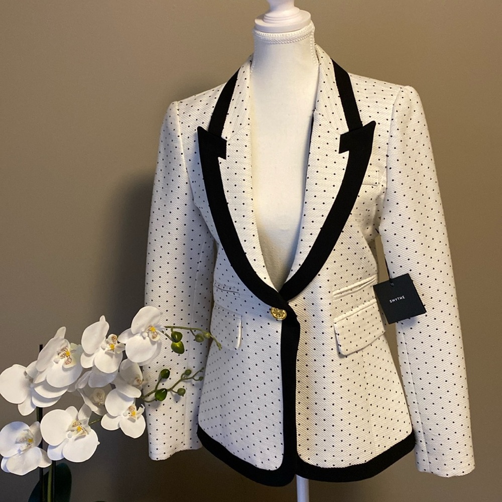 Smythe White and Black Polka Dot Blazer